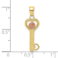 10k Two-tone I Love You Key Charm