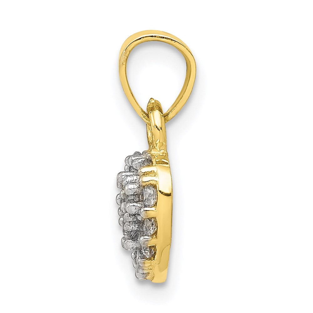10k CZ Cluster Heart Charm