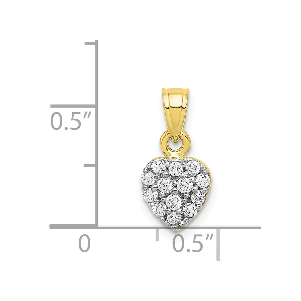 10k CZ Cluster Heart Charm