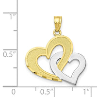 10K w/Rhodium Double Heart Pendant