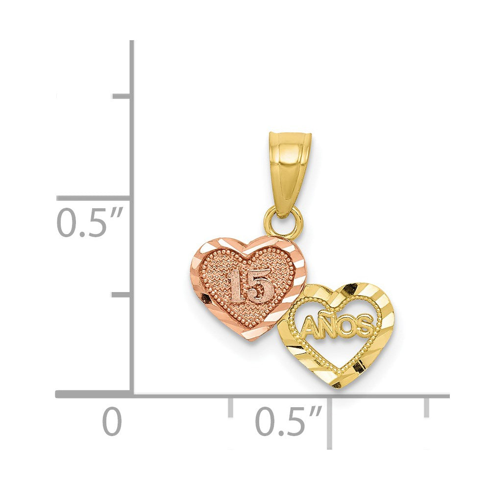10K Two-Tone Small 15 ANOS Charm