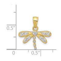10K w/ Rhodium CZ Dragonfly Charm