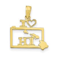 10K Solid Hawaii State Pendant