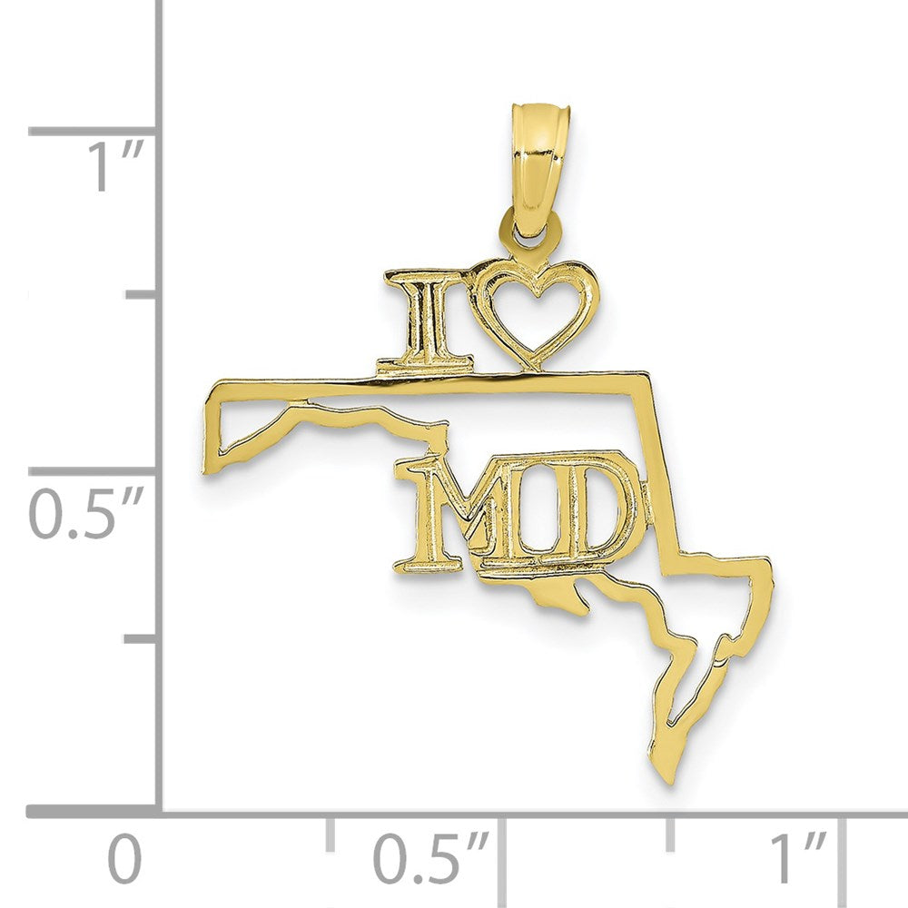 10K Solid Maryland State Pendant