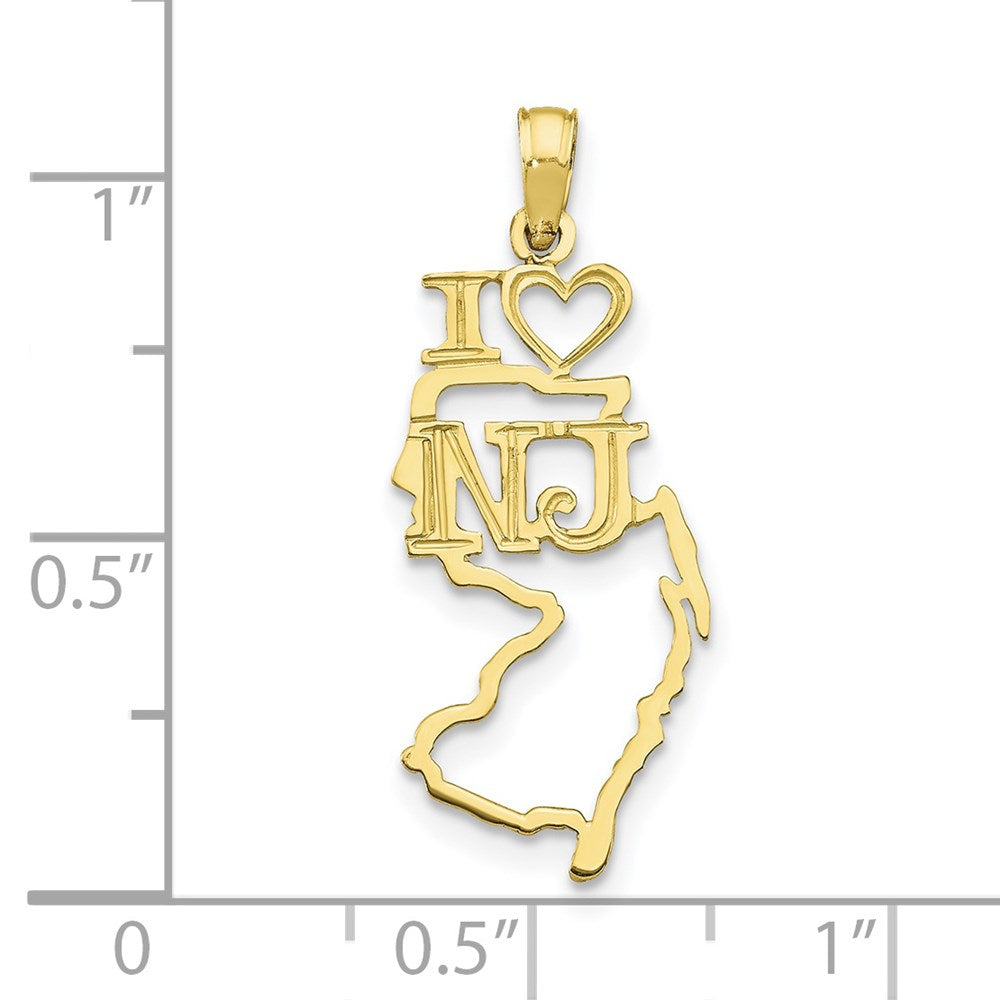 10K Solid New Jersey State Pendant