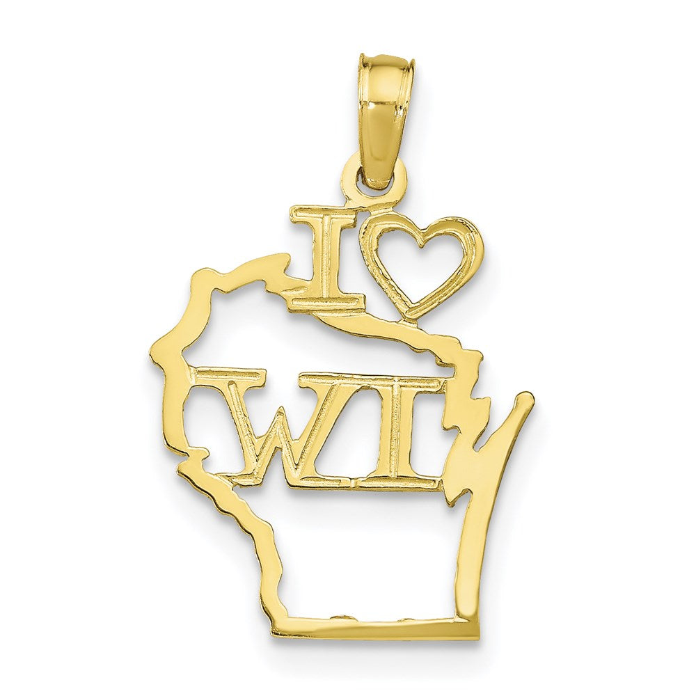 10K Solid Wisconsin State Pendant