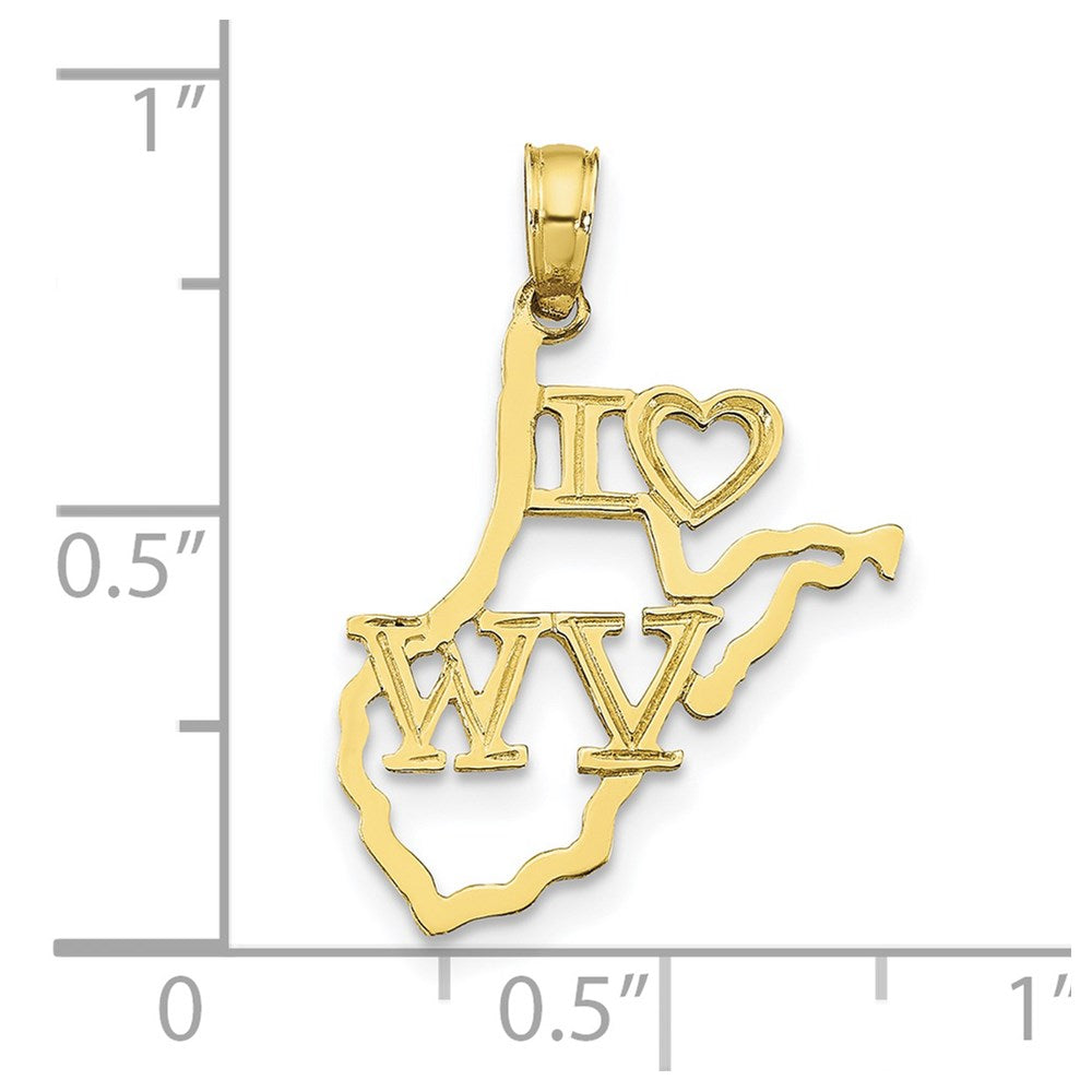 10K Solid West Virginia State Pendant