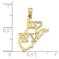 10K Solid West Virginia State Pendant