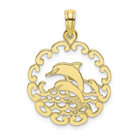 10K Cut-out Jumping Dolphins Pendant 1