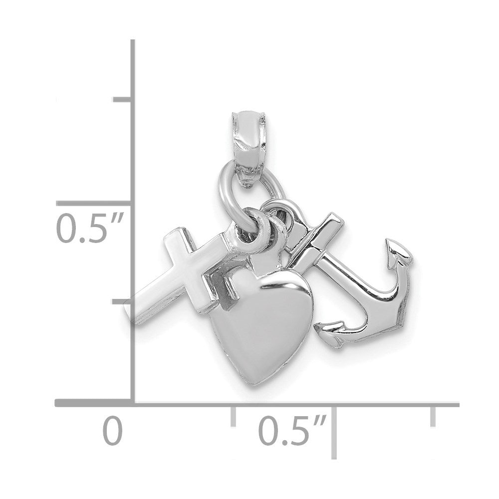 10K White Gold Faith, Hope and Charity Charm
