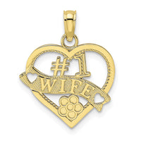 10K #1 WIFE Heart Pendant