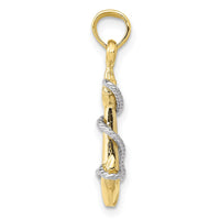 10K Two-Tone 3D Anchor W/Rope Pendant