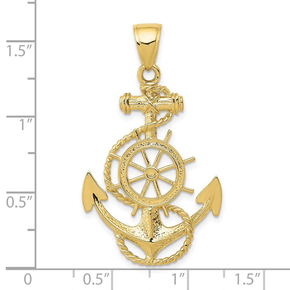10k Large Anchor w/Wheel Pendant