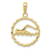 10k Swimming Inside Frame Pendant