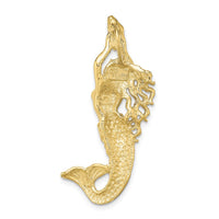 10K Gold Polished Textured Mermaid Chain Slide Pendant