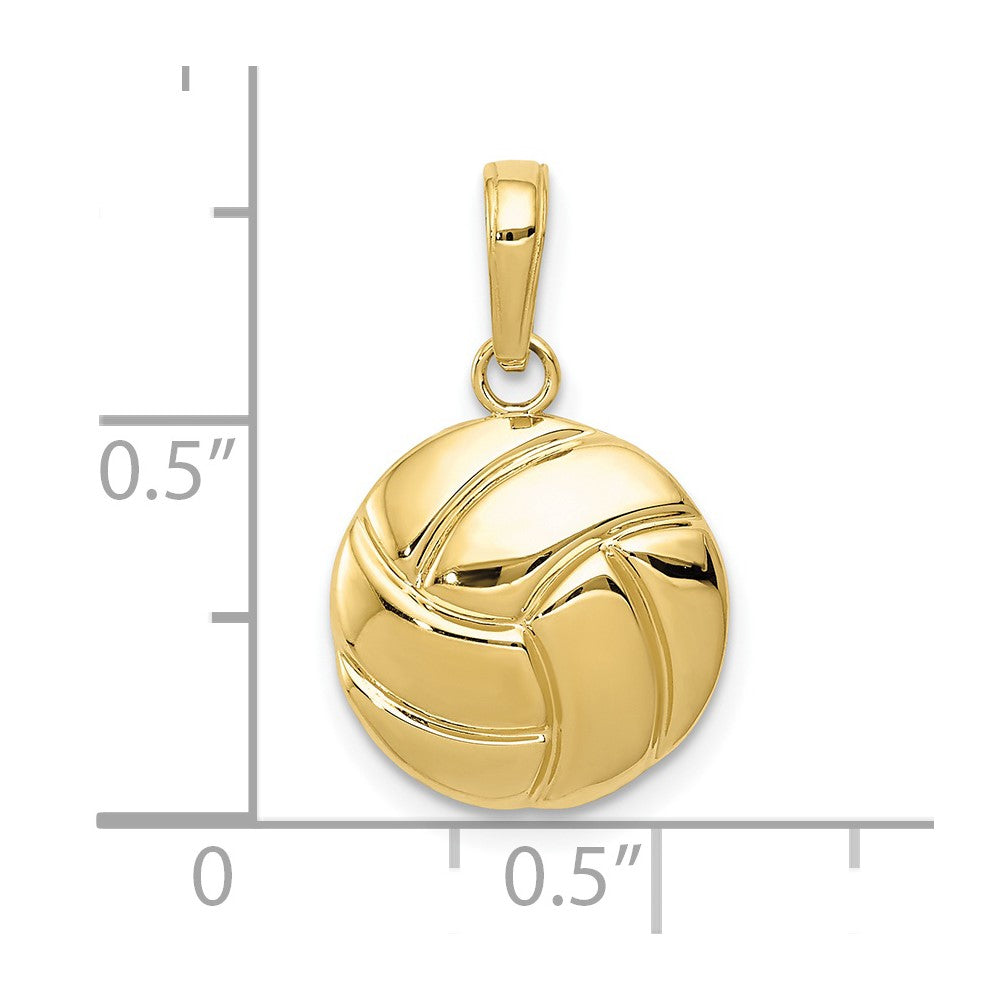 10K Gold Polished Volleyball Pendant
