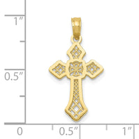 10K Gold Polished Cross W/Lace Center and Arrow Tips Pendant