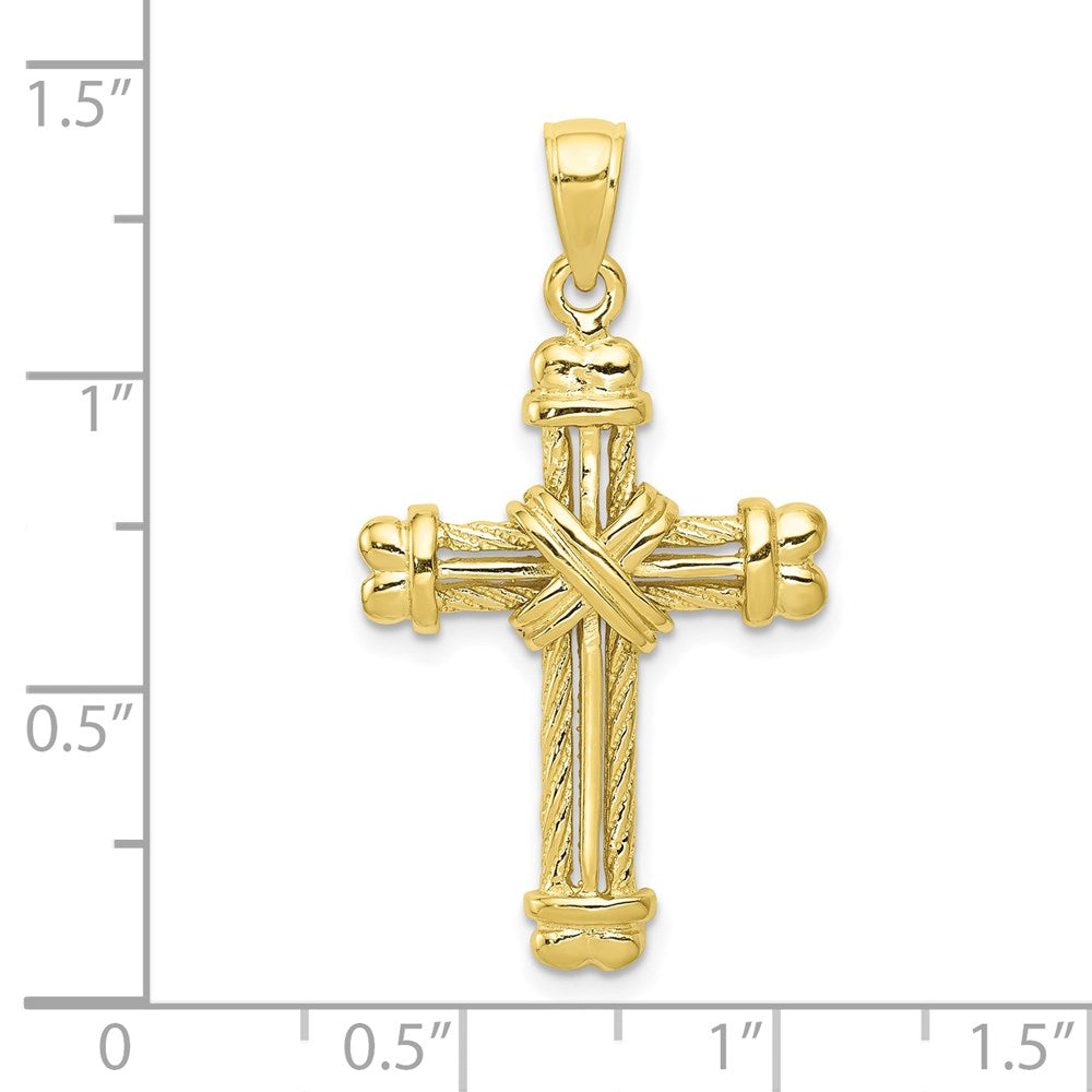 10K Gold Polished Textured Cross Pendant