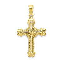 10K Gold Polished Textured Cross Pendant