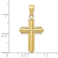 10K Gold Polished Beveled Stick Cross W/Frame Pendant