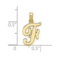 10K Polished F Script Initial Charm