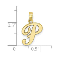 10K Polished P Script Initial Charm