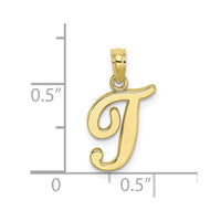 10K Polished T Script Initial Charm