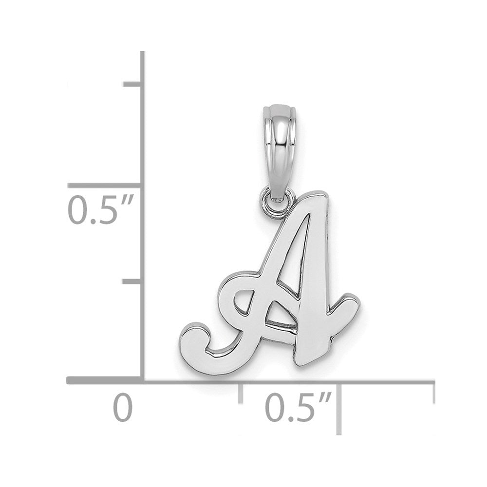 10K White Gold Polished A Script Initial Charm