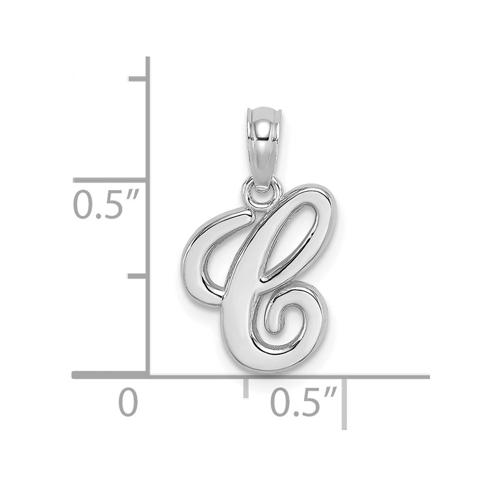 10K White Gold Polished C Script Initial Charm