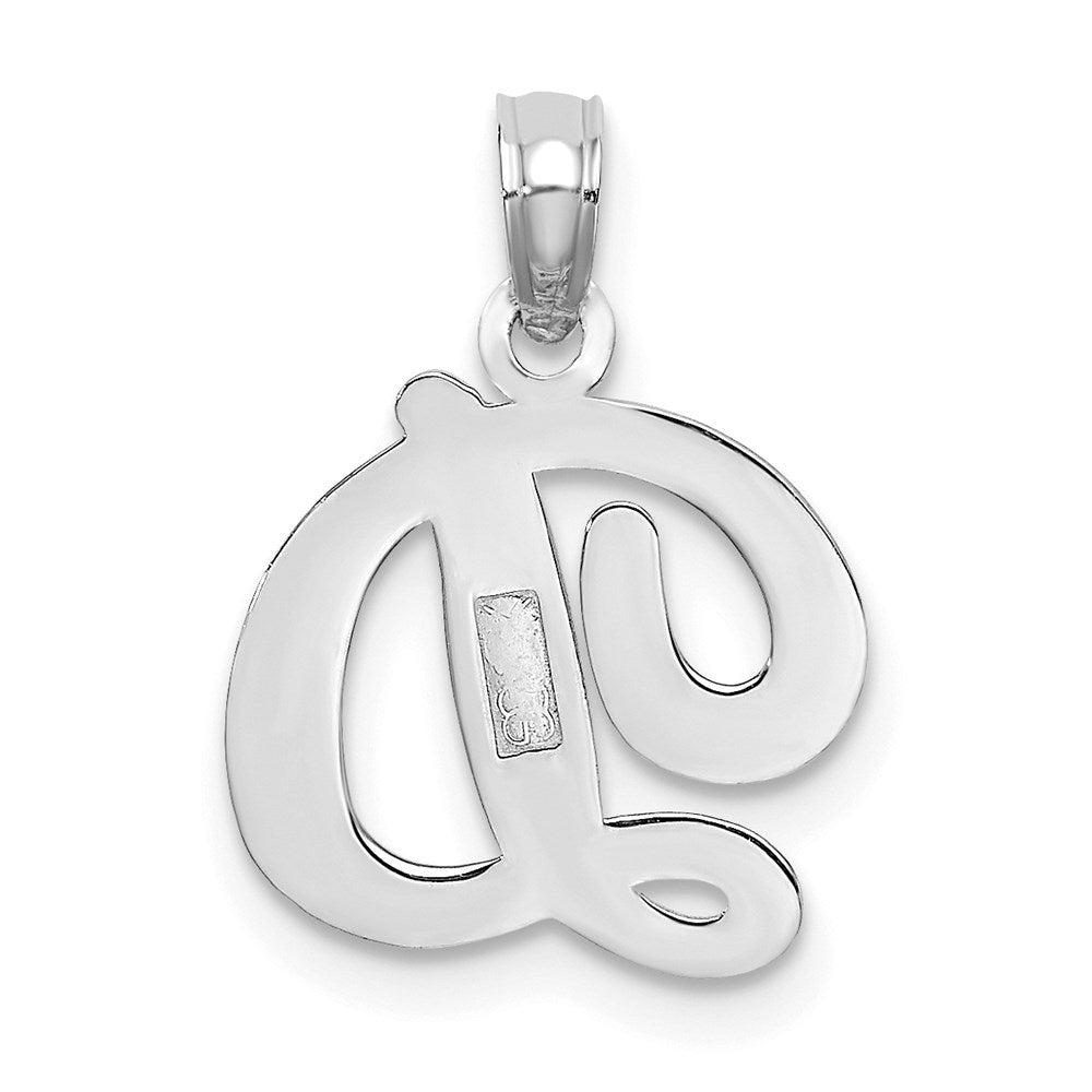 10K White Gold Polished D Script Initial Charm