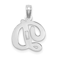 10K White Gold Polished D Script Initial Charm
