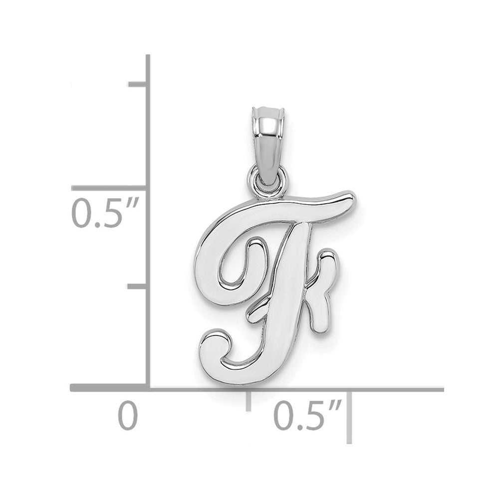 10K White Gold Polished F Script Initial Charm