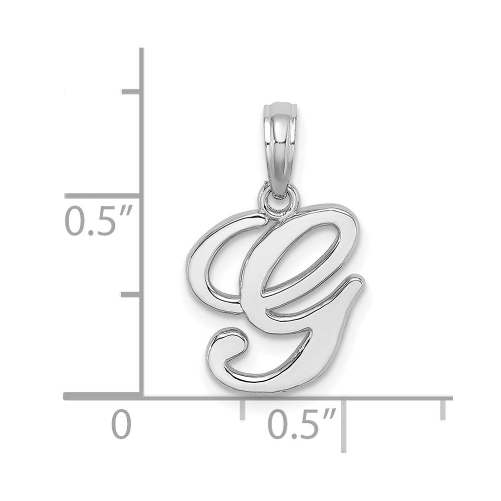 10K White Gold Polished G Script Initial Charm