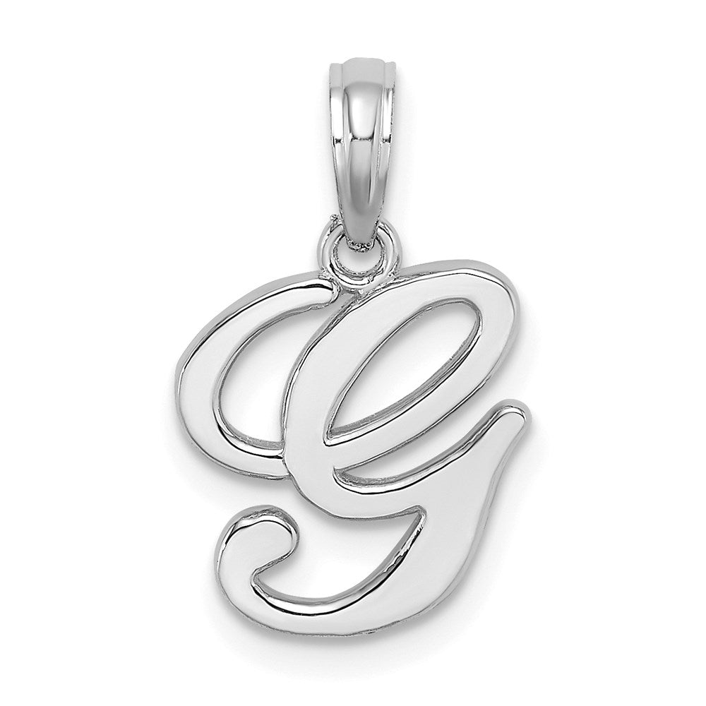 10K White Gold Polished G Script Initial Charm