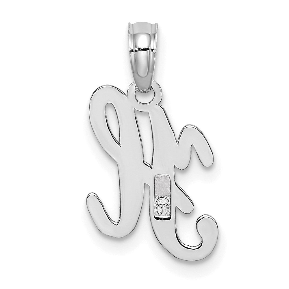 10K White Gold Polished H Script Initial Charm