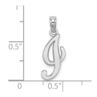 10K White Gold Polished I Script Initial Charm