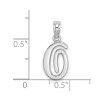 10K White Gold Polished O Script Initial Charm
