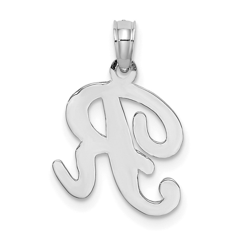 10K White Gold Polished R Script Initial Charm