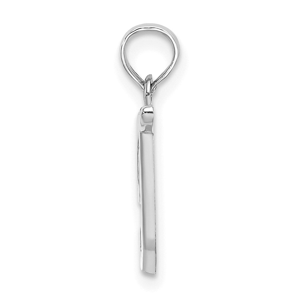 10K White Gold Polished T Script Initial Charm