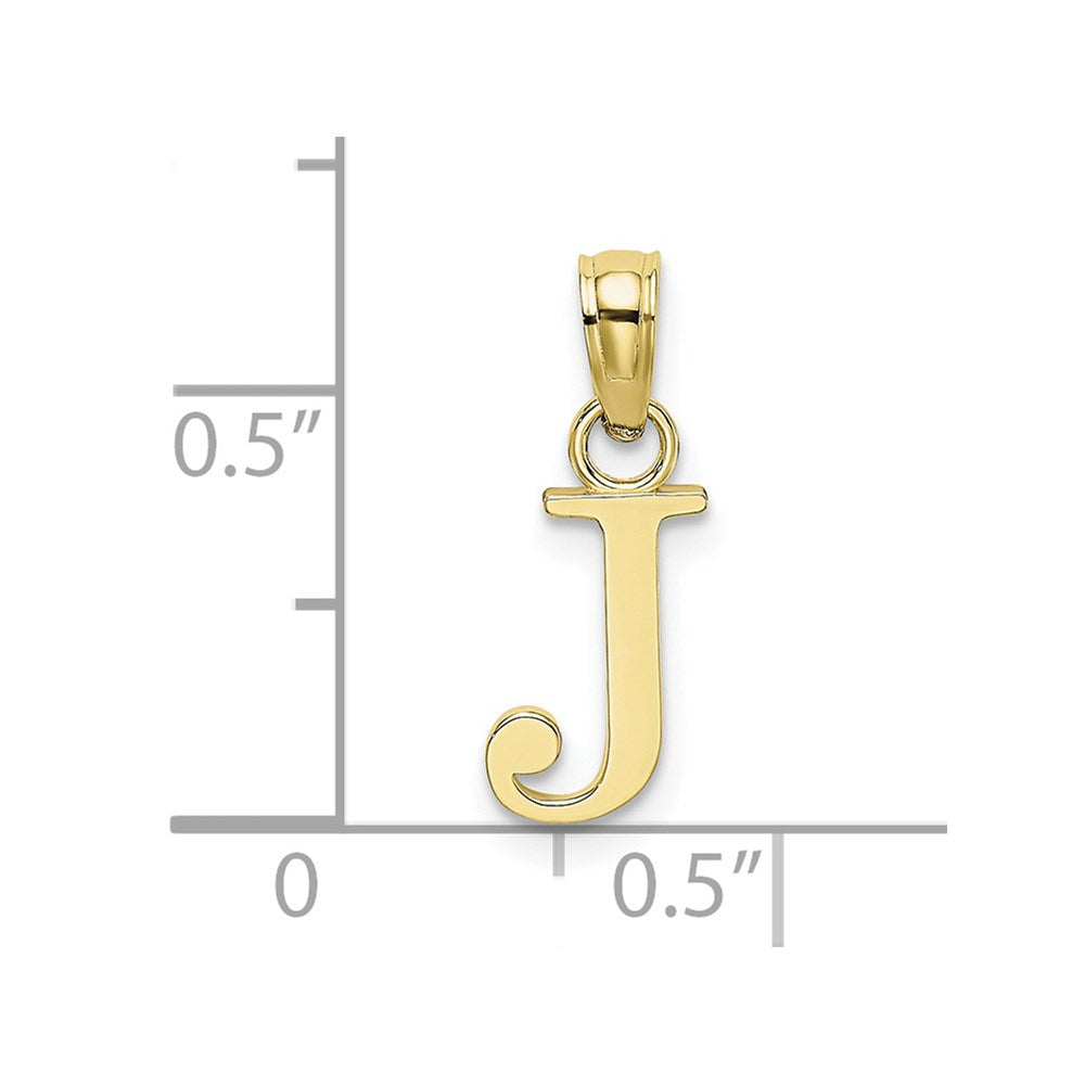 10K Polished J Block Initial Charm