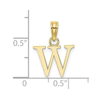 10K Polished W Block Initial Charm