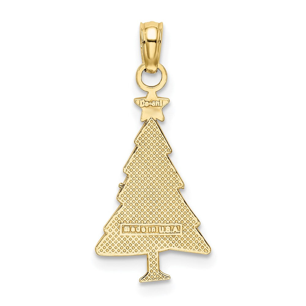 10K Enamel Green Christmas Tree W/ Red Star Charm