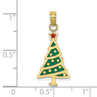 10K Enamel Green Christmas Tree W/ Red Star Charm