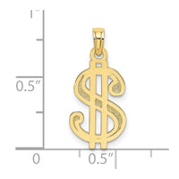 10K Textured Dollar Sign Charm