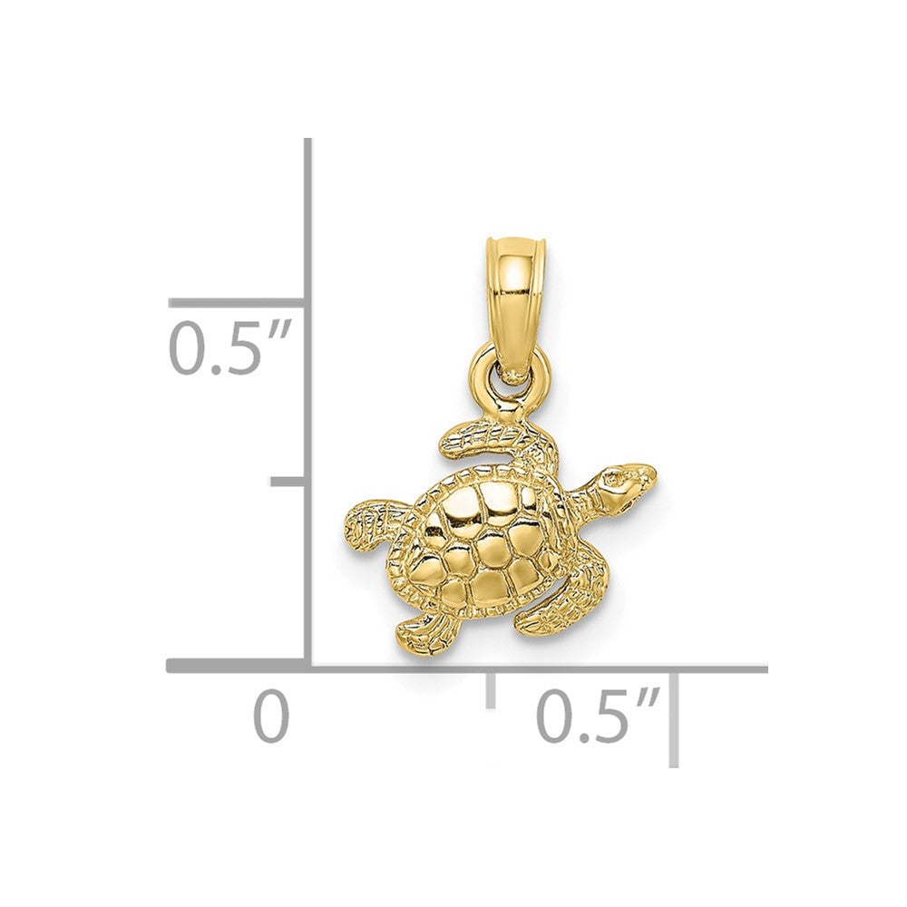 10K Textured Sea Turtle Charm 3