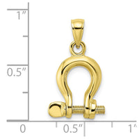 10K 3-D Medium Shackle Link Screw Charm