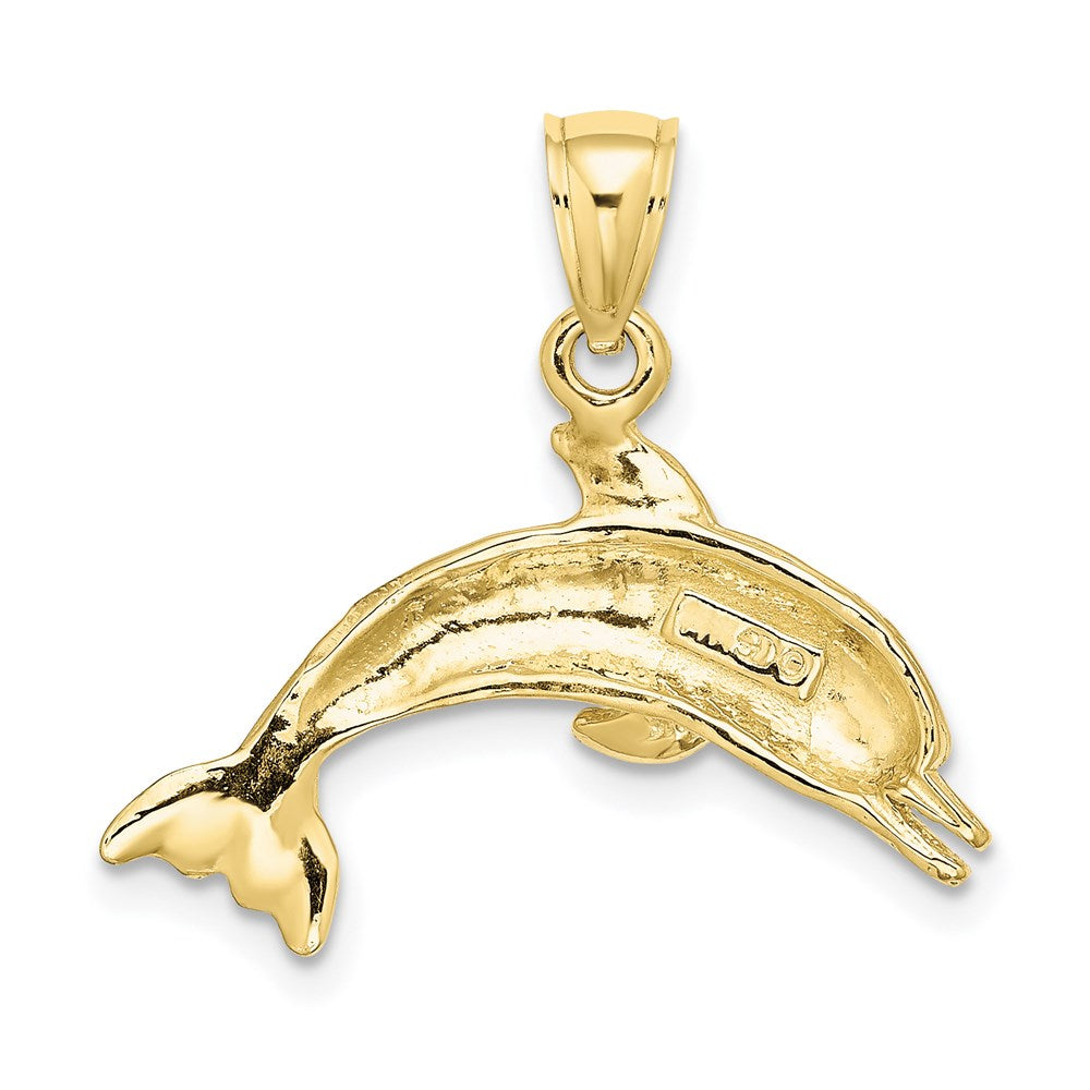 10K Textured Polished Dolphin Jumping Charm 4