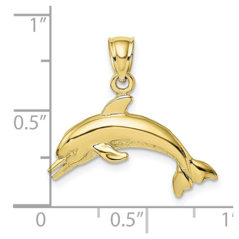10K Textured Polished Dolphin Jumping Charm 3