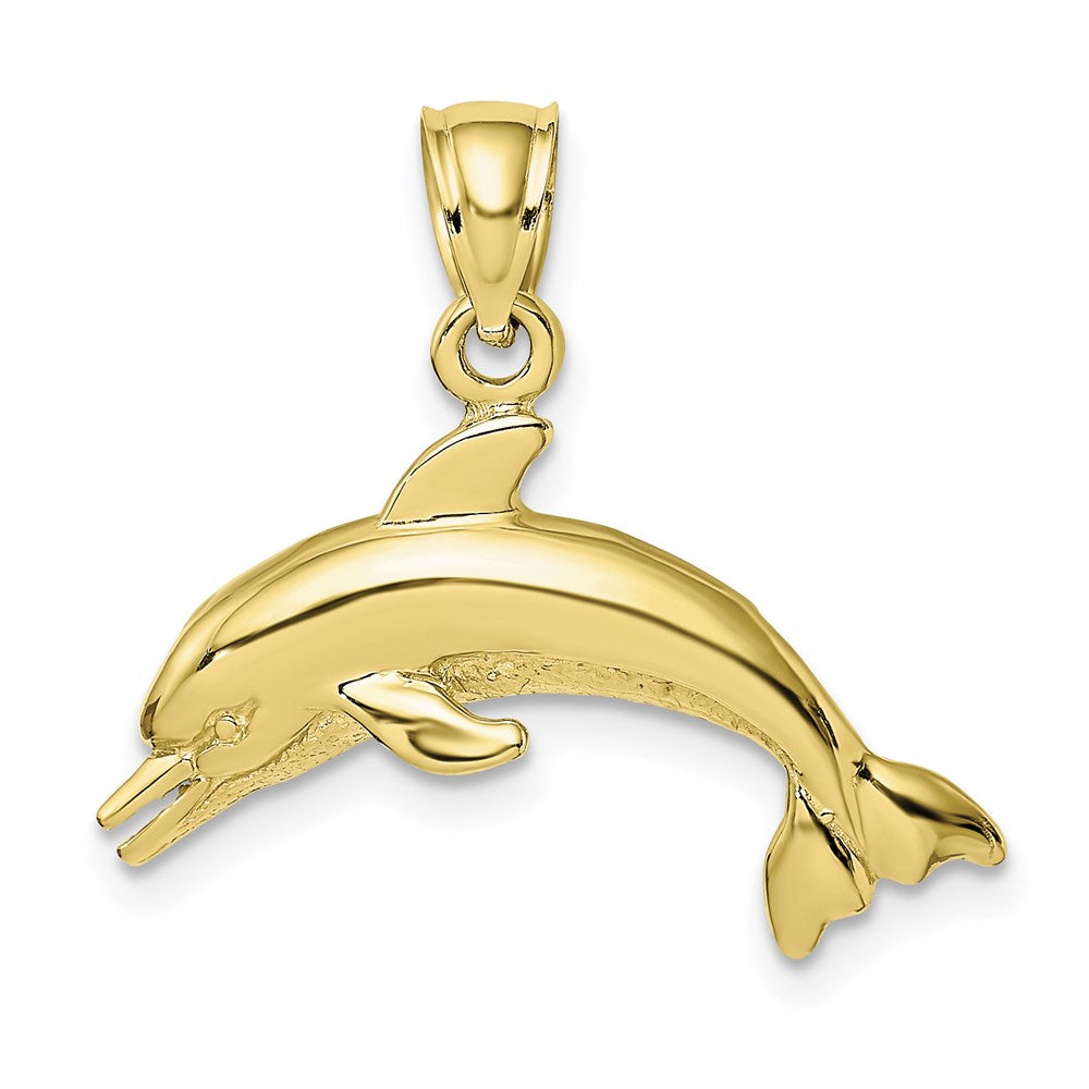 10K Textured Polished Dolphin Jumping Charm 1
