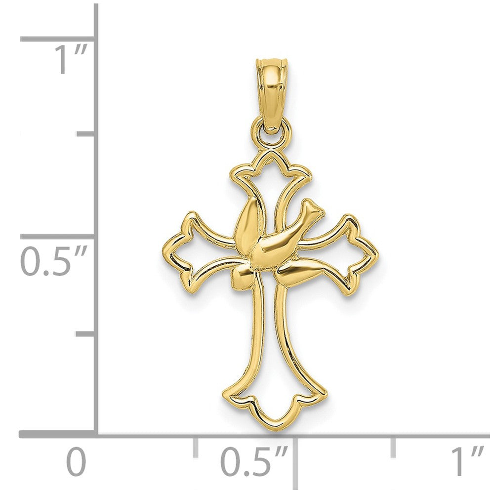 10K Cut-Out Dove Center Cross Charm